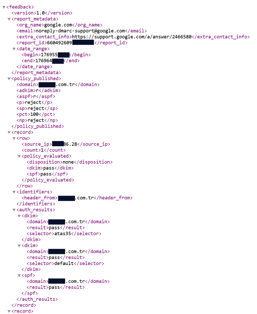 öenek dmarc xml raporu